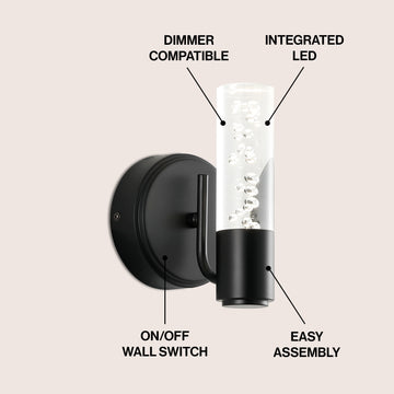 Bolha Minimalist Modern Bubble Acrylic/Iron Integrated LED Vanity Light